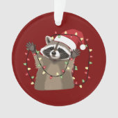 アライグマ好きのクリスマス電飾 動物 サンタ帽子  オーナメント (正面)
