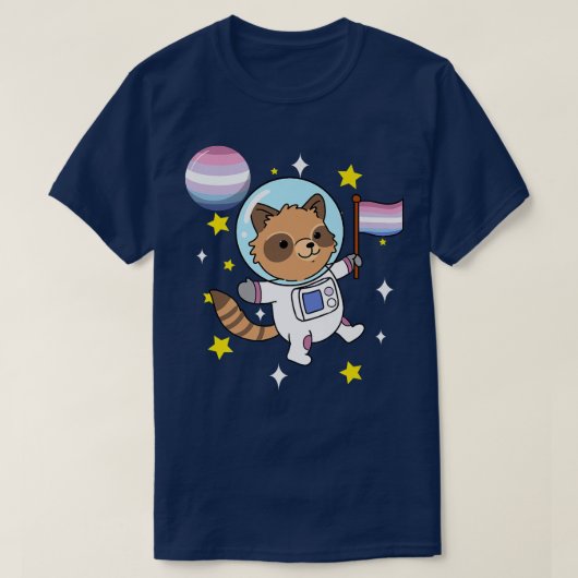 アライグマ宇宙飛行士ビッグエンダープライド Tシャツ (デザイン正面)