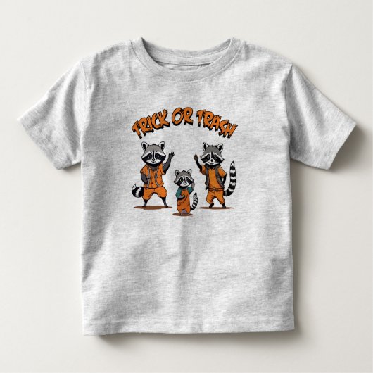 アライグマ家族 – トリックまたはゴミかわいいハロウィーン トドラーTシャツ (正面)