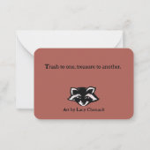 アライグマ愛好家かわいいアライグマを芸術1人のゴミ ノートカード (裏面)