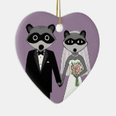 アライグマ新郎新婦かわいい結婚の形見 セラミックオーナメント (右)