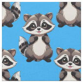 アライグマ柄デザイン青 ファブリック (クローズアップ)