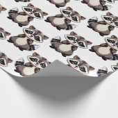 アライグマ柄デザイン ホワイト ラッピングペーパー (角)