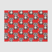 アライグマ柄デザイン 赤 薄葉紙 (正面)
