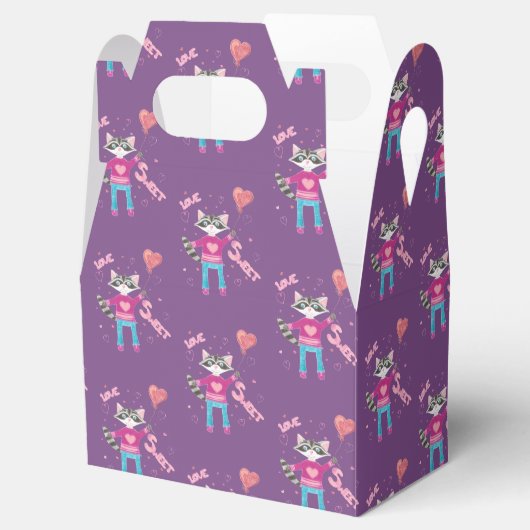 アライグマ模様パープルバレンタインデーのお願い箱 フェイバーボックス (オープン)
