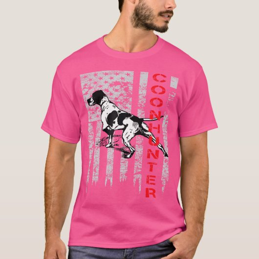 アライグマ狩猟者向けのUSAフラグダイストレス加工 Tシャツ (正面)