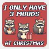 アライグマ私はクリスマスに3つの気分しか持っていない スクエアシール (正面)