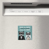 アライグマ結婚式の日付を保存 マグネット (インサイチュ (食洗機))