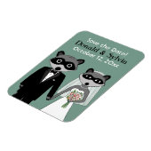 アライグマ結婚式の日付を保存 マグネット (左側)