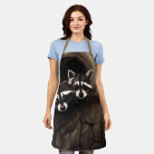 アライグマ茶色のかわいい木 エプロン (着用した状態)