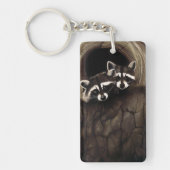 アライグマ茶色のかわいい木 キーホルダー (正面)