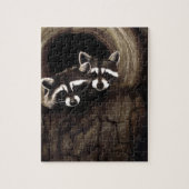 アライグマ茶色のかわいい木 ジグソーパズル (縦)