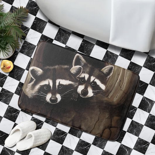 アライグマ茶色のかわいい木 バスマット