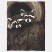 アライグマ茶色のかわいい木 フリースブランケット (正面)