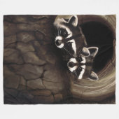 アライグマ茶色のかわいい木 フリースブランケット (正面(横))