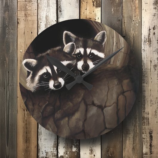 アライグマ茶色のかわいい木 ラウンド壁時計