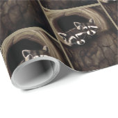 アライグマ茶色のかわいい木 ラッピングペーパー (ロールコーナー)