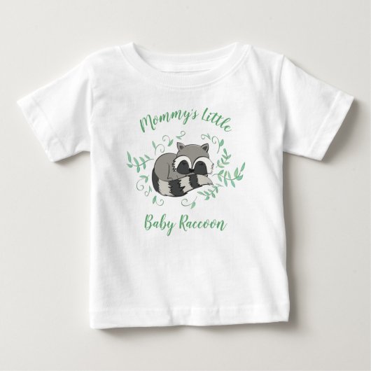 アライグマ赤ちゃんシャワーウッドランド動物 ベビーTシャツ (正面)