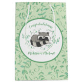 アライグマ赤ちゃんシャワーウッドランド動物 ミディアムペーパーバッグ (正面)