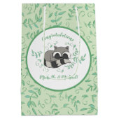 アライグマ赤ちゃんシャワーウッドランド動物 ミディアムペーパーバッグ (裏面)