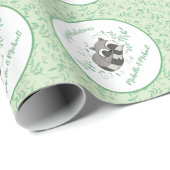 アライグマ赤ちゃんシャワーウッドランド動物 ラッピングペーパー (ロールコーナー)