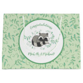 アライグマ赤ちゃんシャワーウッドランド動物 ラージペーパーバッグ (正面)