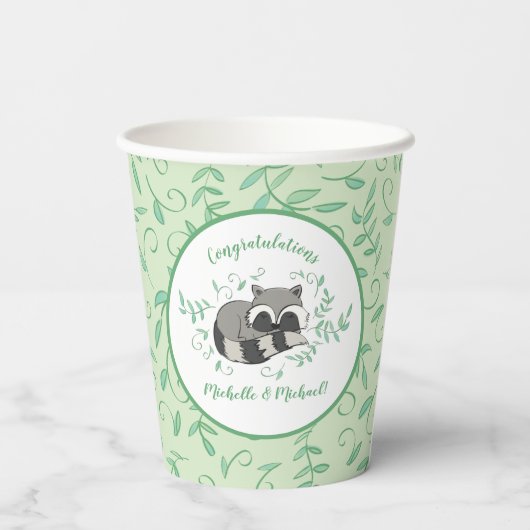 アライグマ赤ちゃんシャワーウッドランド動物 紙コップ (裏面)