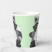 アライグマ赤ちゃんシャワーグリーン 紙コップ (左)