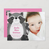 アライグマ赤ちゃんシャワーピンク ポストカード (正面/裏面)