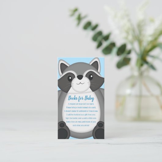 アライグマ赤ちゃんシャワーブルー エンクロージャーカード (スタンド正面)