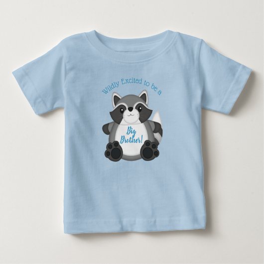 アライグマ赤ちゃんシャワーブルー ベビーTシャツ (正面)