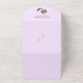 アライグマ赤ちゃんシャワーラベンダー オールインワン招待状 (外側)