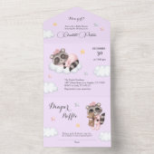 アライグマ赤ちゃんシャワーラベンダー オールインワン招待状 (内側)