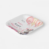 アライグマ赤ちゃんシャワー女の子ピンクかわいい紙 ペーパープレート (傾斜あり)