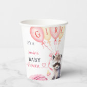 アライグマ赤ちゃんシャワー少女ピンクかわいい 紙コップ (裏面)