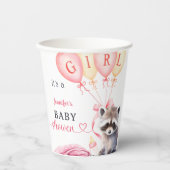 アライグマ赤ちゃんシャワー少女ピンクかわいい 紙コップ (正面)