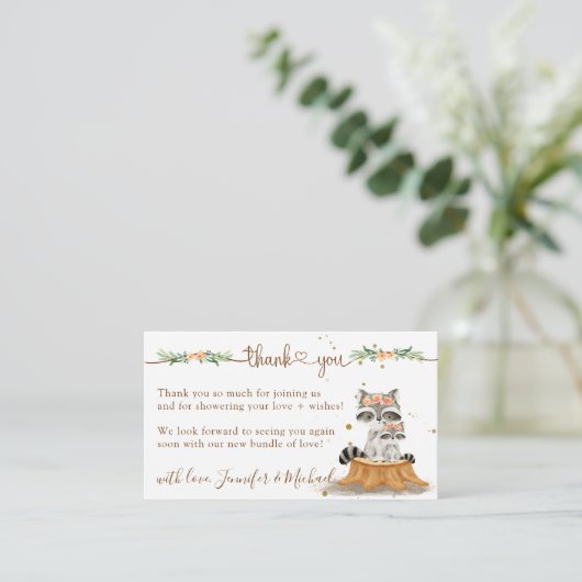 アライグマ赤ちゃんシャワー新しいママありがとう エンクロージャーカード (スタンド正面)