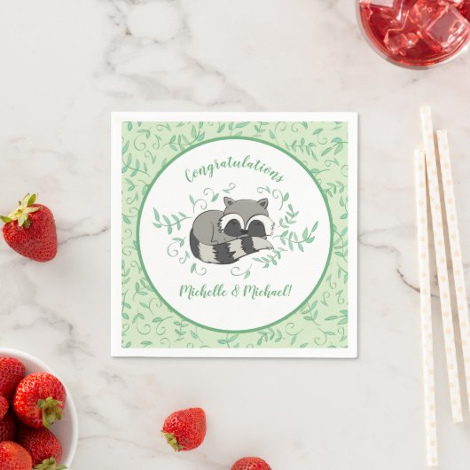 アライグマ赤ちゃんシャワー スタンダードカクテルナプキン (インサイチュ)