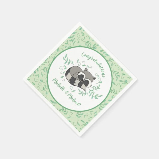 アライグマ赤ちゃんシャワー スタンダードカクテルナプキン (角)