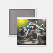 アライグマ遊トランプのポーカー マグネット (正面/裏面)