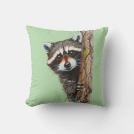 アライグマ隠れ木トランク装飾用クッション クッション