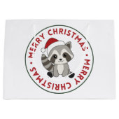 アライグマ雪の冬アライグマ大きな贈り物 ラージペーパーバッグ (正面)