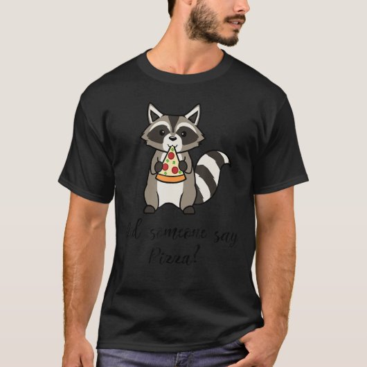 アライグマ食べ物のピザかわいい皮肉な齧歯動物アライグマ Tシャツ (正面)