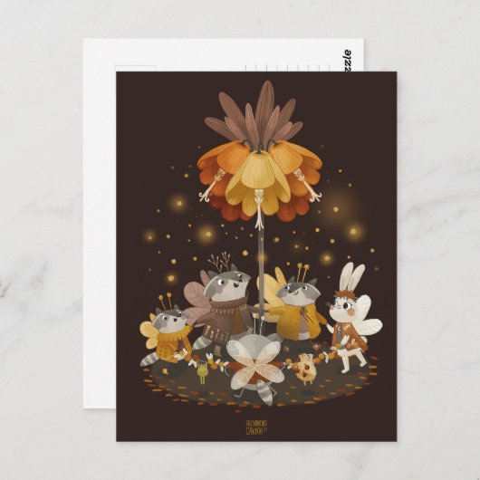 アライグマ魔法フラワーバイアレクサンドラディカイア ポストカード (正面/裏面)