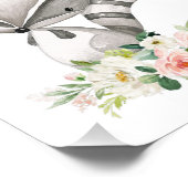 アライグマ、ウッドランド動物、ボホ、ピンクの花 フォトプリント (角)