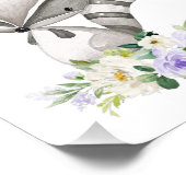 アライグマ、ウッドランド動物、ボホ、紫の花 フォトプリント (角)