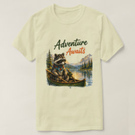 アライグマ キャンプ | アドベンチャー アウェイ ツ アウトドア Tシャツ
