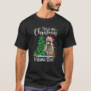 アライグマ クリスマス ライト サンタ Xmas パジャマ Tシャツ