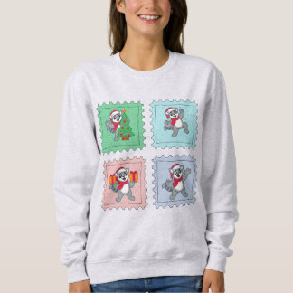アライグマ クリスマスTシャツ、アライグマグッズ スウェットシャツ