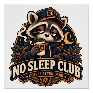 アライグマ コーヒー ソサエティ レトロ ポスター